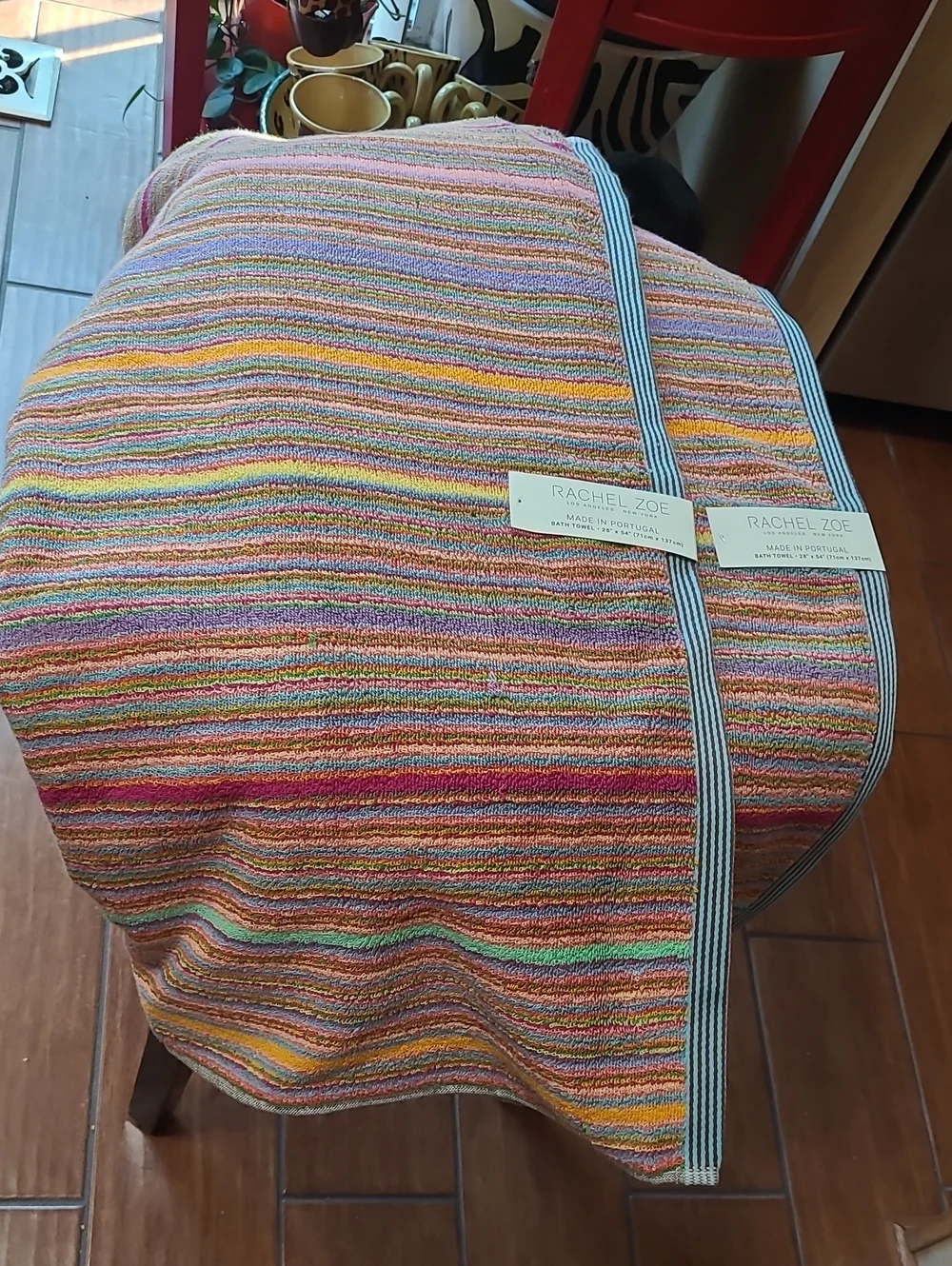 Rachel Zoe Rainbow Striped Bath Towels